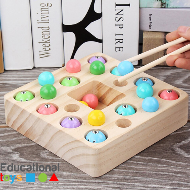 3 in 1 Wooden Magnetic Fishing Game
