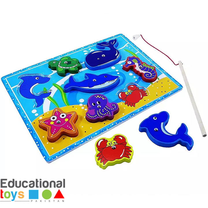 Wooden 3D Magnetic Fishing Puzzle Board