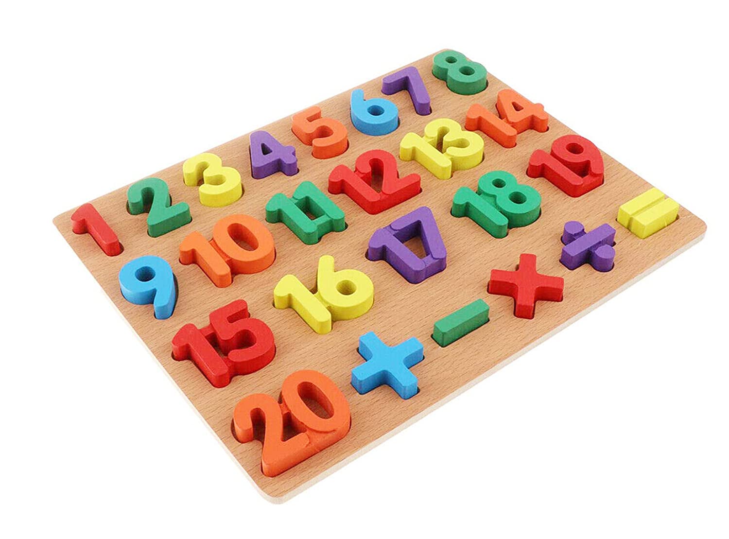 Chunky Wooden Number Puzzle Board – slightly damaged