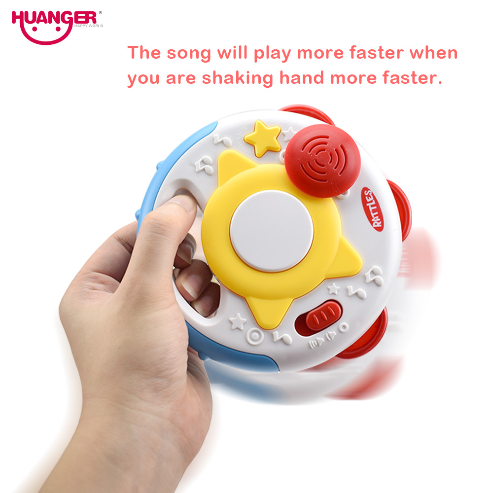 Huanger Baby Rattle – 2 in 1 tambourine with light and music